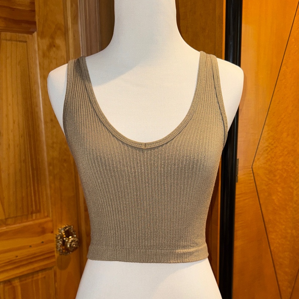 Urban Outfitters Ribbed Army Green Sleeveless Tank Top